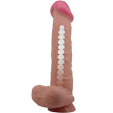 PRETTY LOVE - SLIDING SKIN SERIES REALISTIC DILDO WITH SLIDING SKIN SUCTION CUP BROWN 26 CM